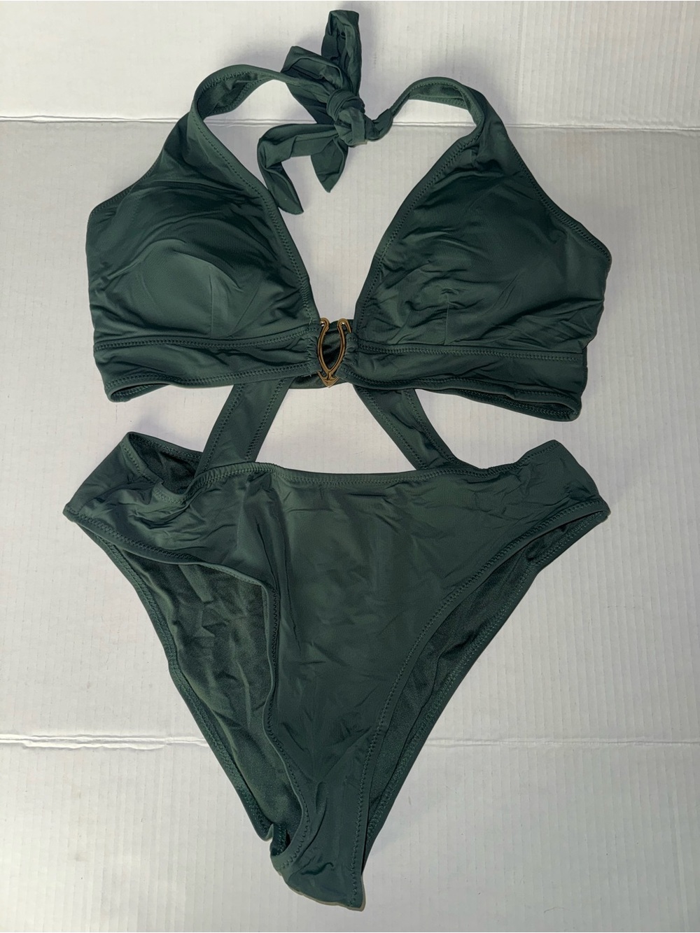 Deep Green Halter Cutout Women’s Swim one piece